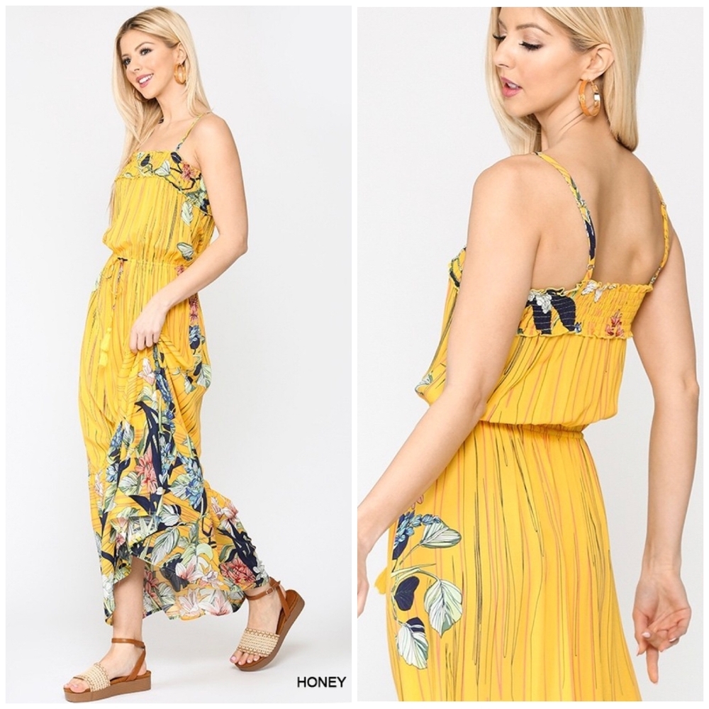 LAST 1❗️Boho Chic Honey Yellow Sleeveless Maxi Dress - Picture 2 of 5